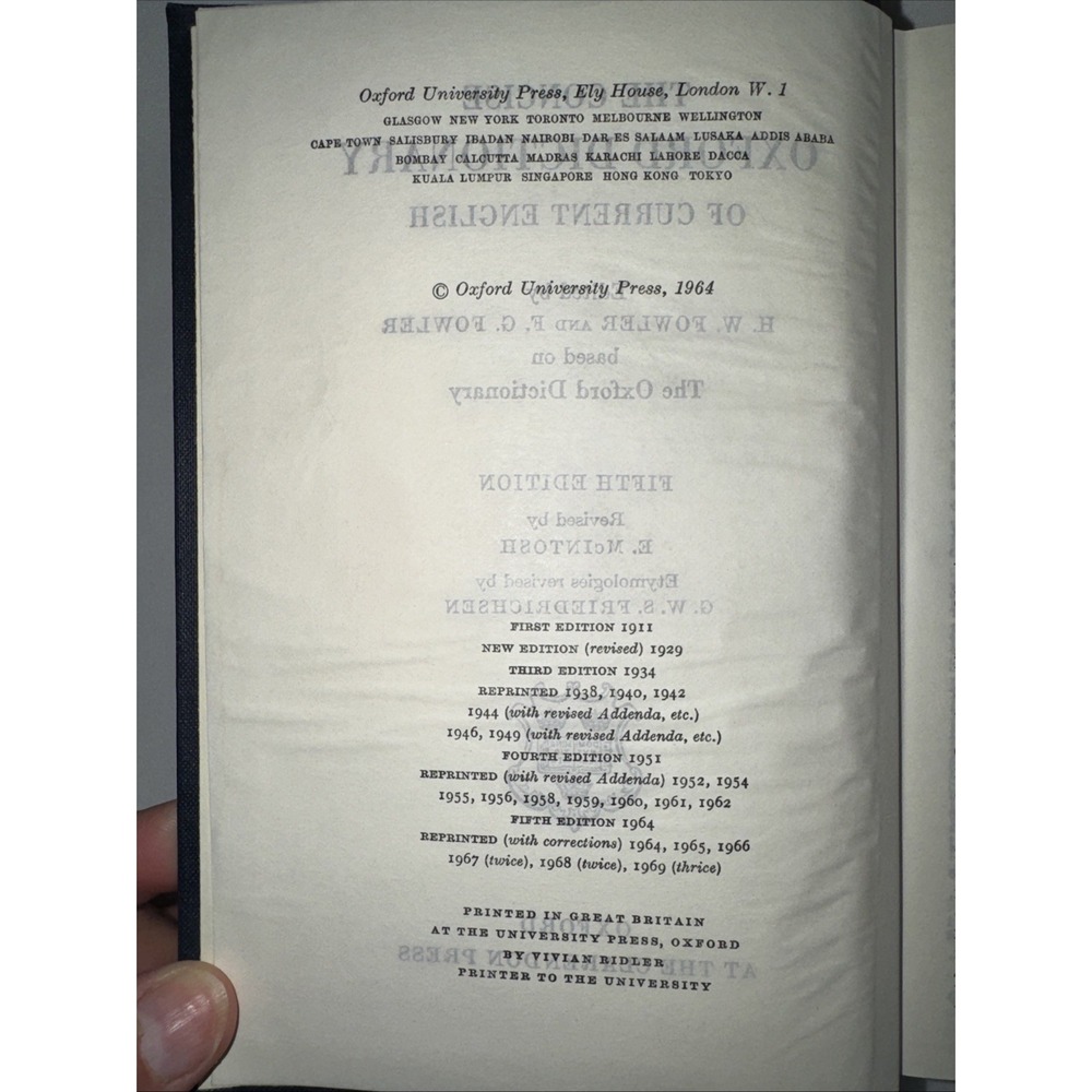 The Concise Oxford Dictionary Fifth Edition Oxford Press Hardcover-See Pictures - Picture 4 of 11